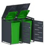 Magazie depozitare pubele CCG-02, metal, gri, 134 x 80 x 116 cm