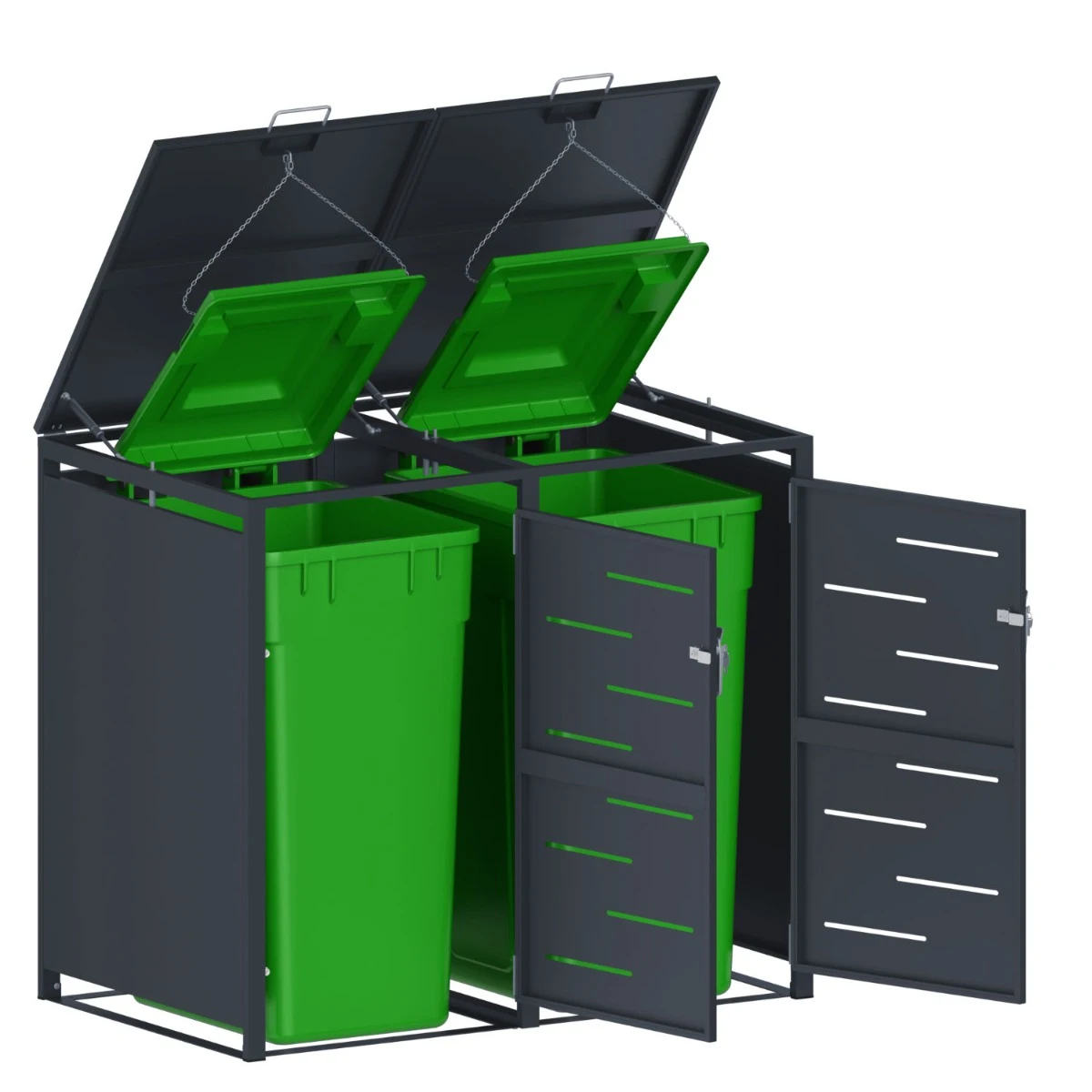 7080028_7 Magazie depozitare pubele CCG-02, metal, gri, 134 x 80 x 116 cm - imagine 1