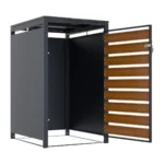 Magazie depozitare pubele CCG-04, metal, gri + maro, 69 x 80 x 116 cm - imagine 3