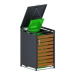 Magazie depozitare pubele CCG-04, metal, gri + maro, 69 x 80 x 116 cm - imagine 5