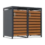 Magazie depozitare pubele CCG-05, metal, gri + maro, 134 x 80 x 116 cm - imagine 2