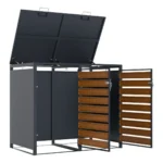 Magazie depozitare pubele CCG-05, metal, gri + maro, 134 x 80 x 116 cm - imagine 5