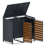 Magazie depozitare pubele CCG-05, metal, gri + maro, 134 x 80 x 116 cm - imagine 4