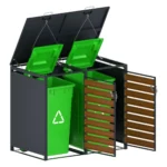 Magazie depozitare pubele CCG-05, metal, gri + maro, 134 x 80 x 116 cm