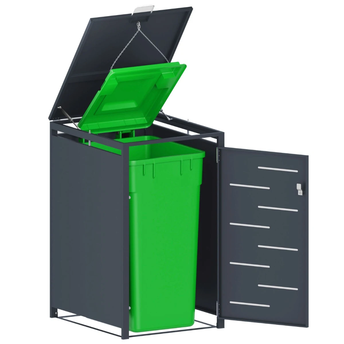 7080033_7 Magazie depozitare pubele CCG-01, metal, gri, 69 x 80 x 116 cm - imagine 1